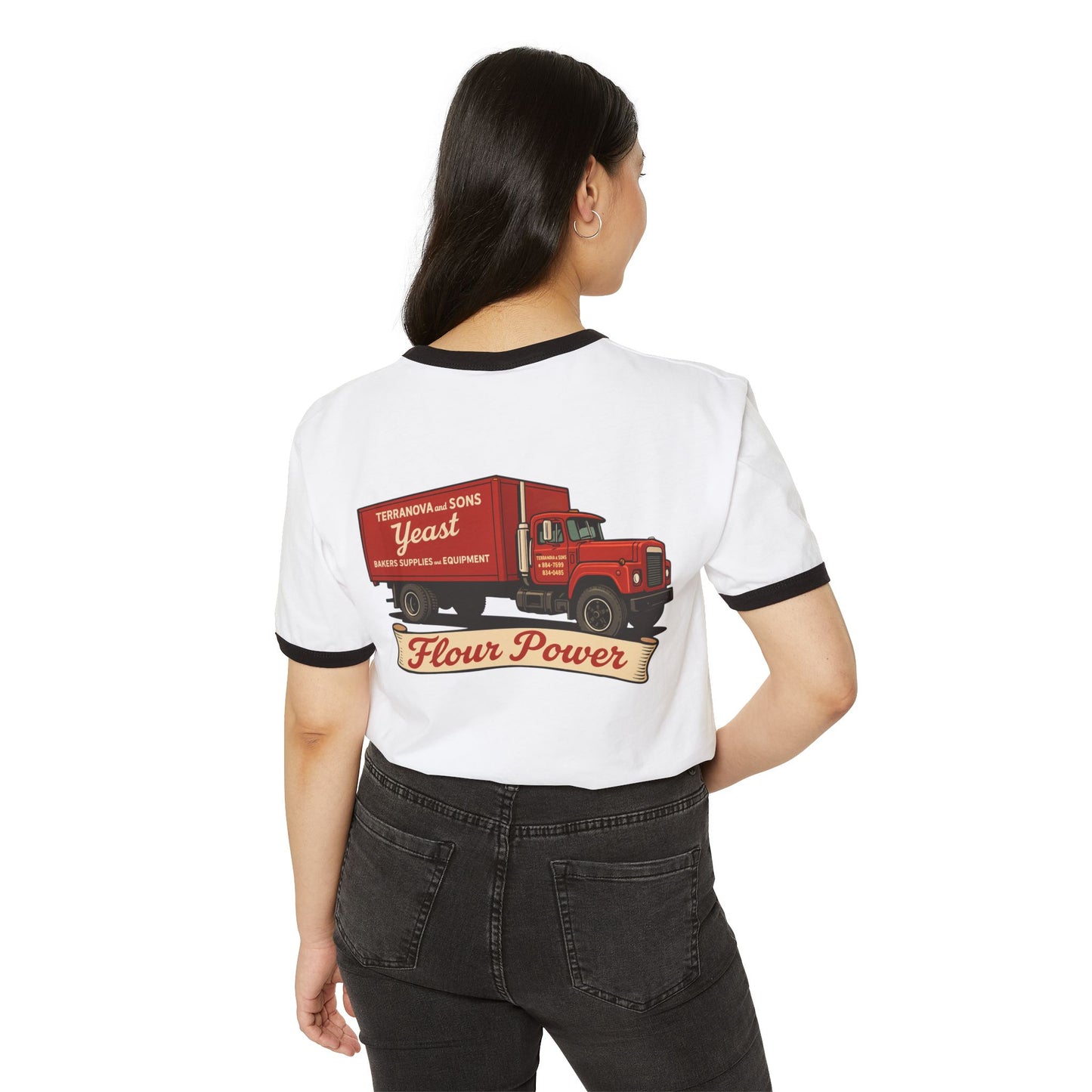 Flour power Unisex Cotton Ringer T-Shirt