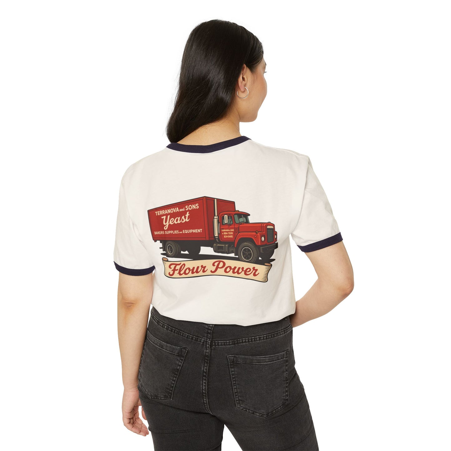Flour power Unisex Cotton Ringer T-Shirt