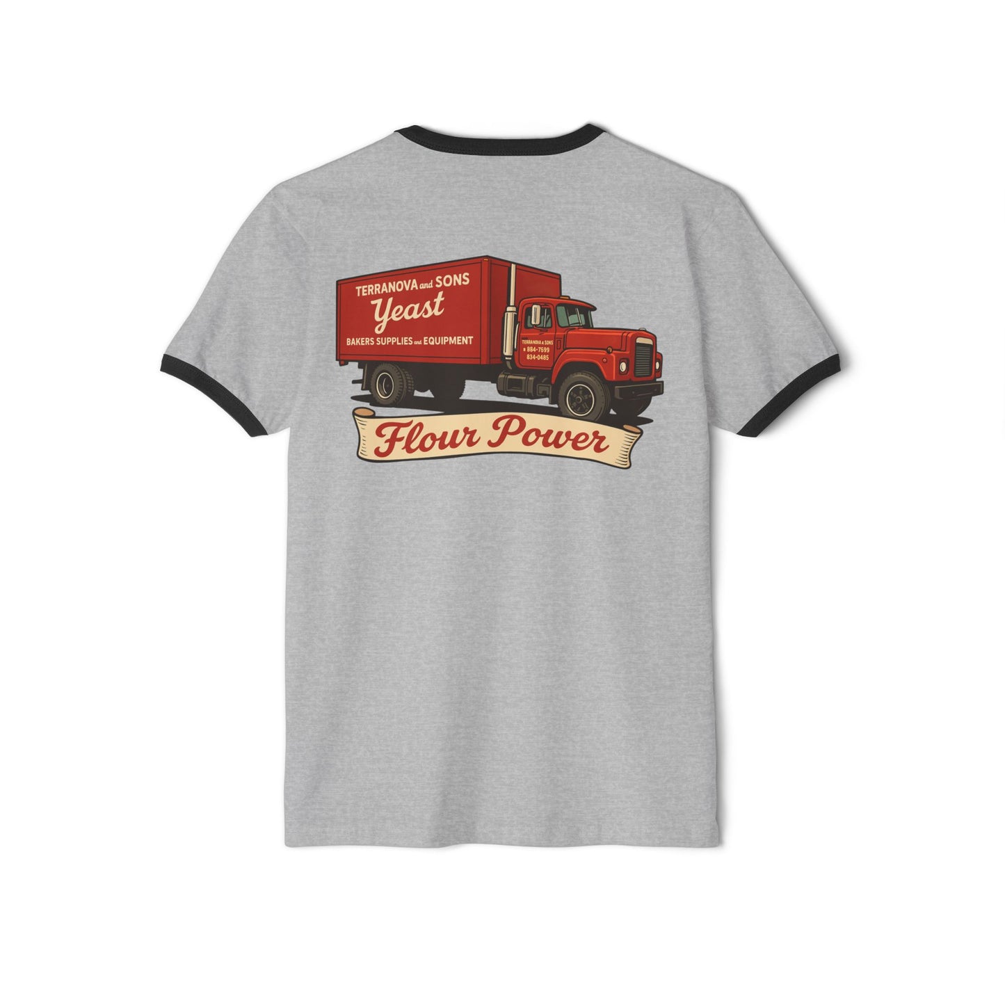 Flour power Unisex Cotton Ringer T-Shirt