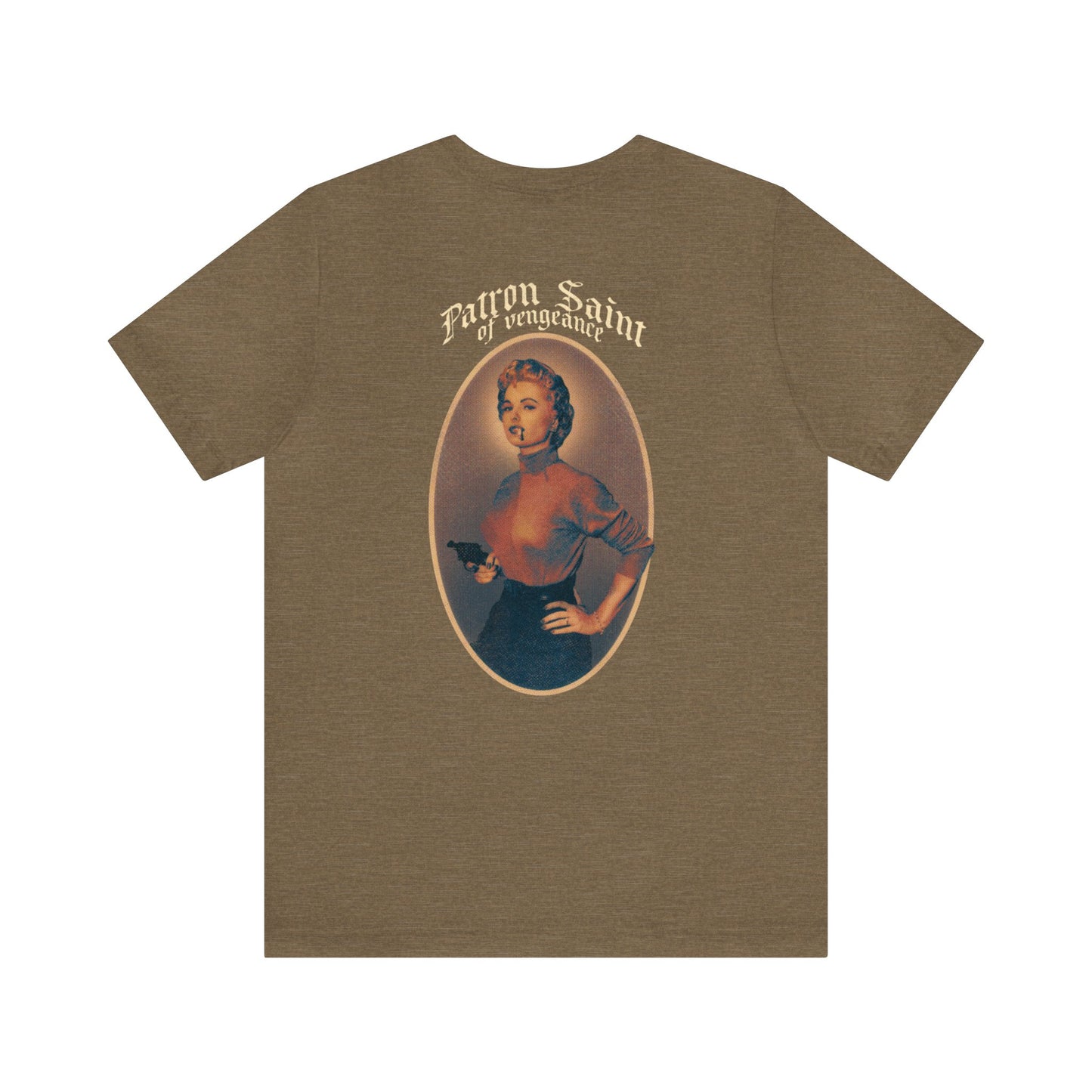 Vintage patron saint of vengeance  Unisex Jersey Short Sleeve Tee