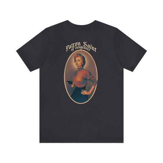 Vintage patron saint of vengeance  Unisex Jersey Short Sleeve Tee