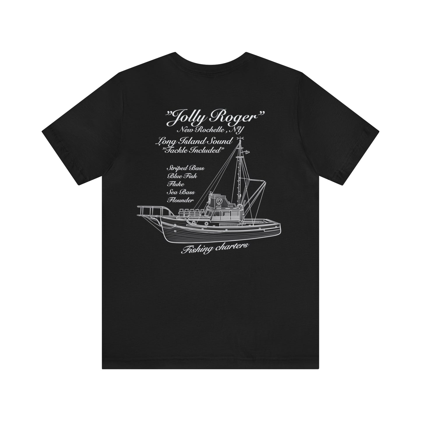 Jolly Roger fishing charters Unisex Jersey Short Sleeve Tee