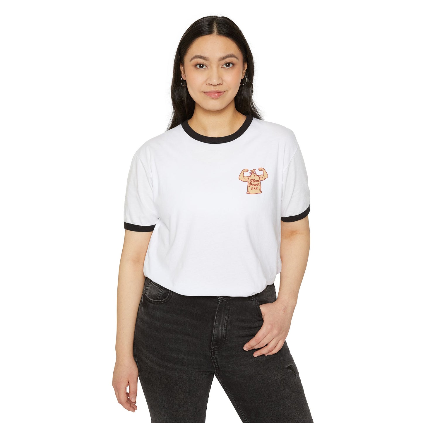 Flour power Unisex Cotton Ringer T-Shirt