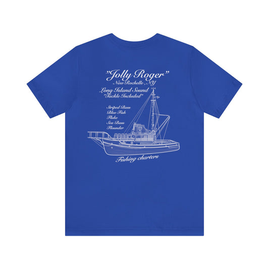 Jolly Roger fishing charters Unisex Jersey Short Sleeve Tee