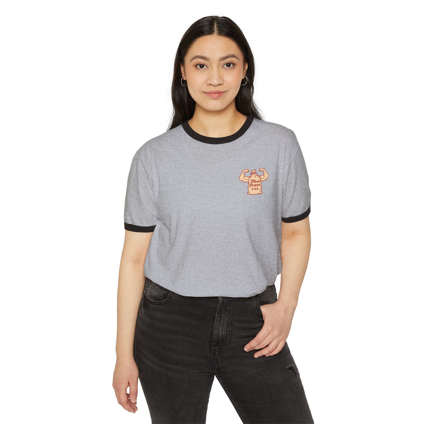 Flour power Unisex Cotton Ringer T-Shirt