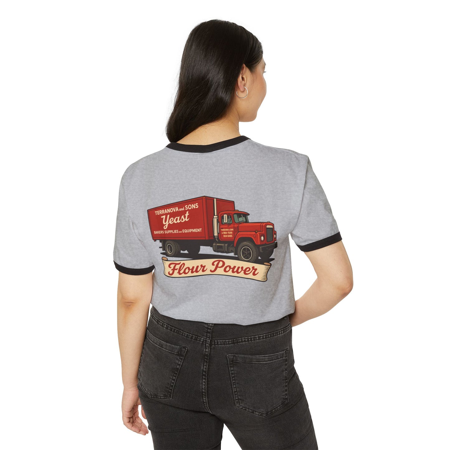 Flour power Unisex Cotton Ringer T-Shirt