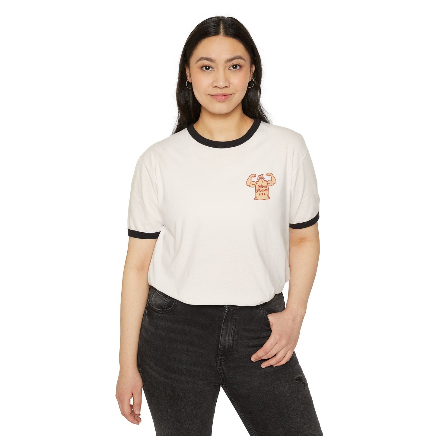 Flour power Unisex Cotton Ringer T-Shirt