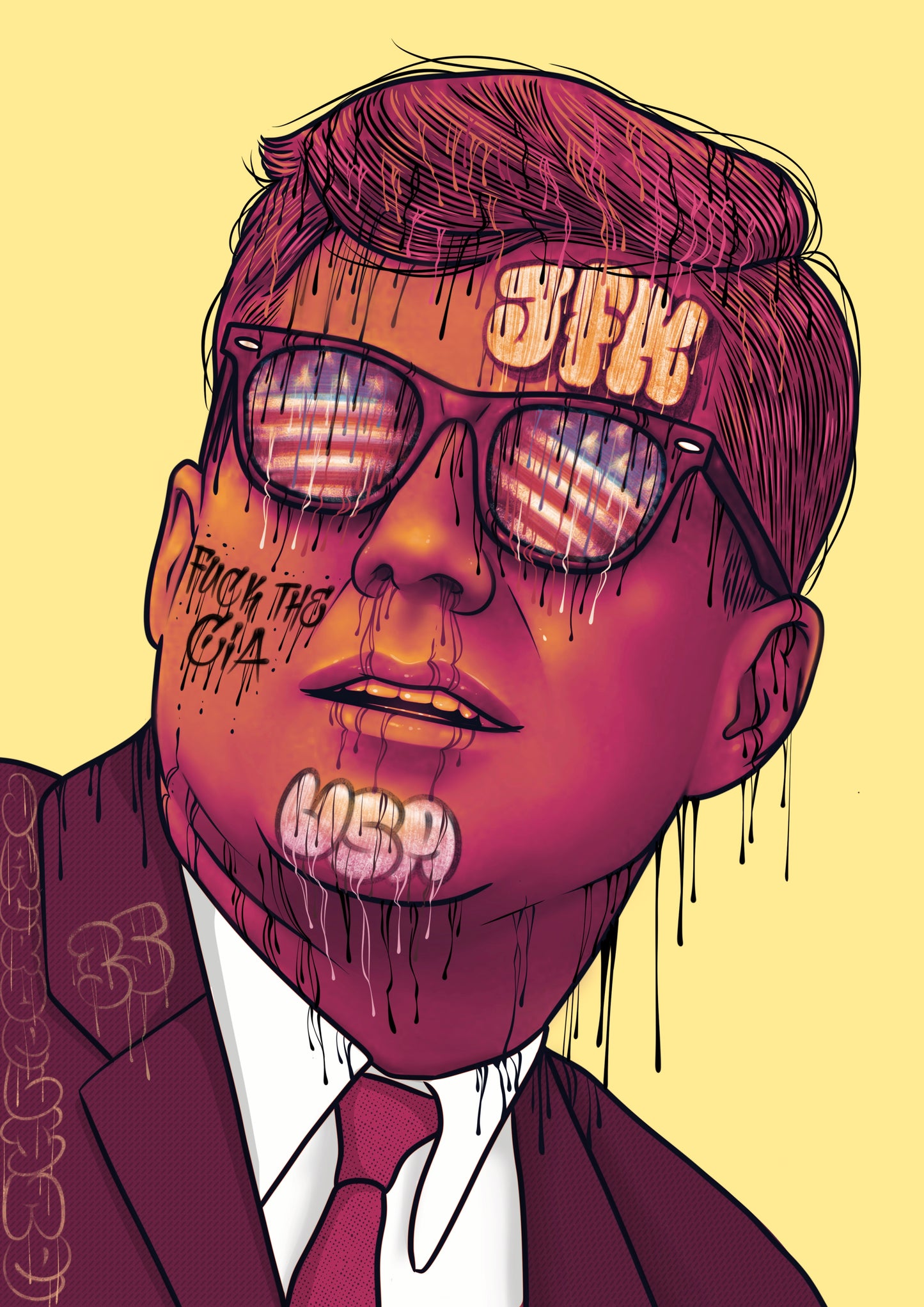 JFK graffiti art print 11.7 x 16.5